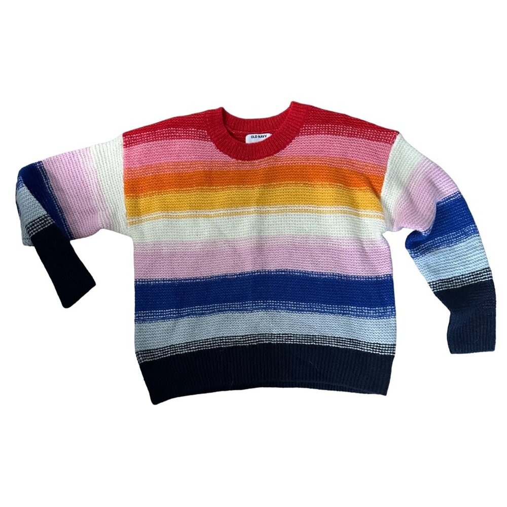 Old Navy Festive Craft Rainbow Striped‎ Sweater - Cozy Knit Blend Vibrant Colors